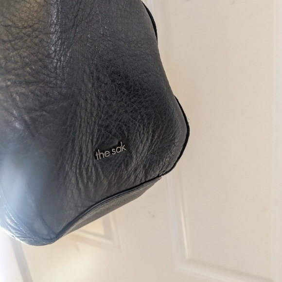 The Sak Bolinas Leather Satchel Black Leaf Embossed - Picture 6 of 7